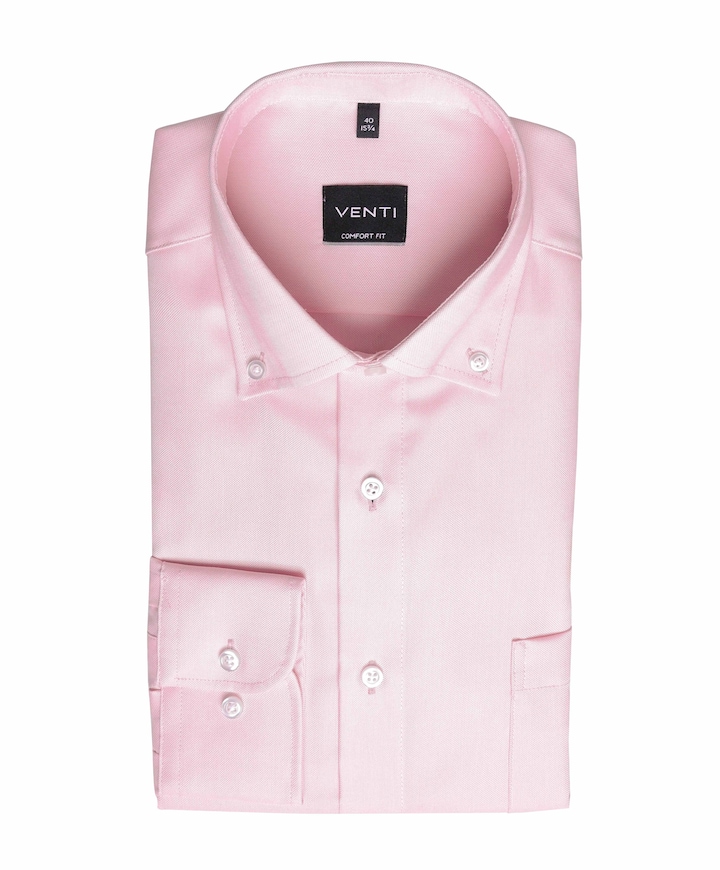 Heren overhemd lange mouw roze