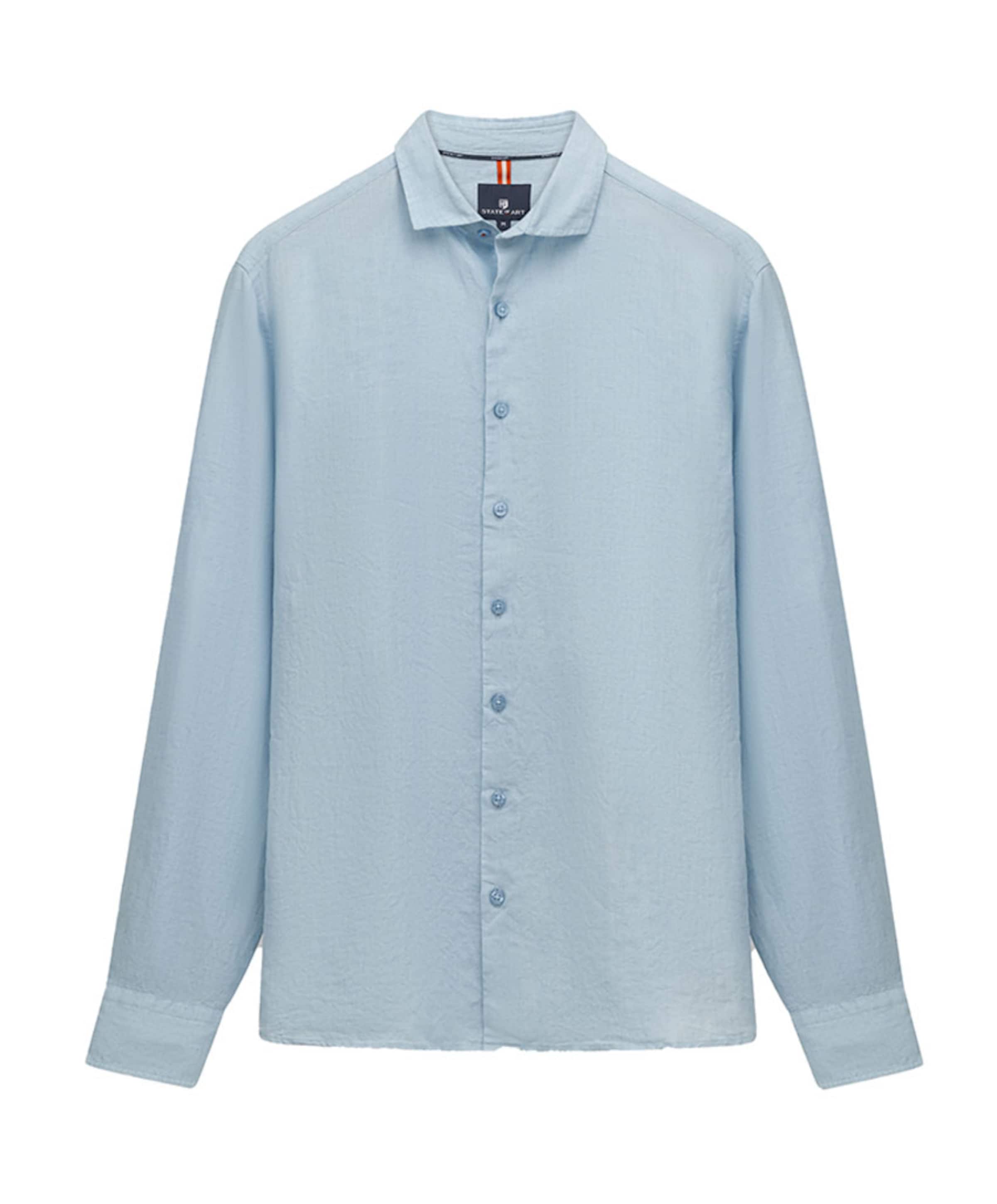 Heren overhemd lange mouw blauw