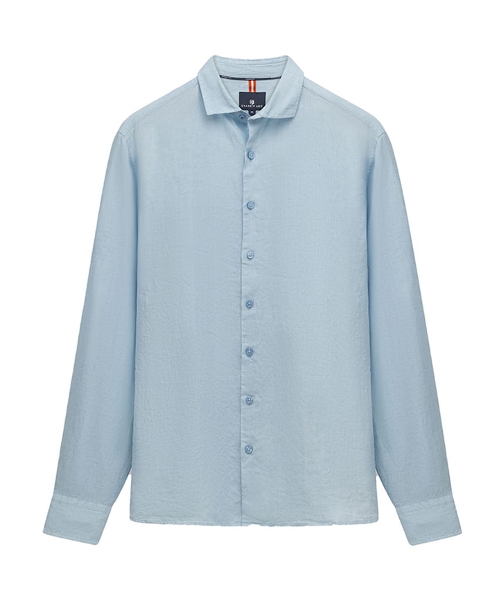 Heren overhemd lange mouw blauw