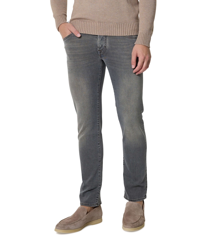 Nick Slim 5 Pocket heren jeans grijs