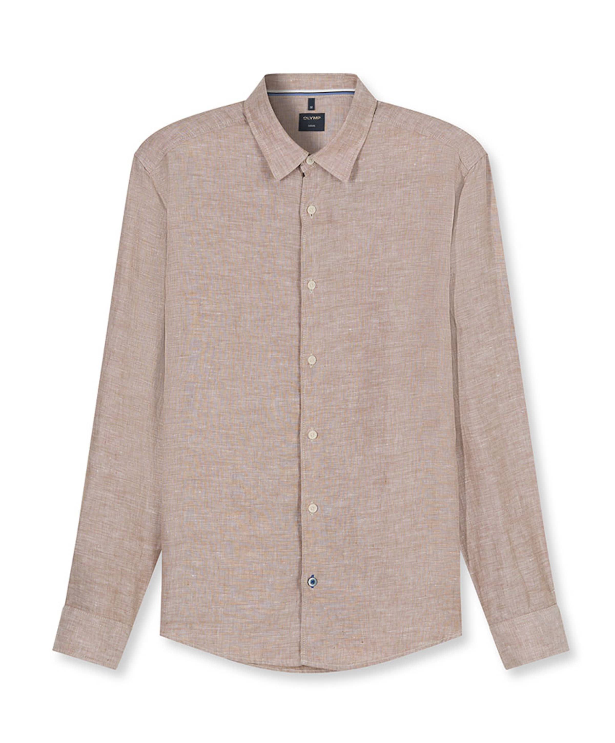 Heren overhemd lange mouw bruin