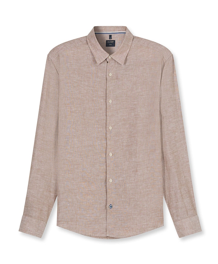 Heren overhemd lange mouw bruin