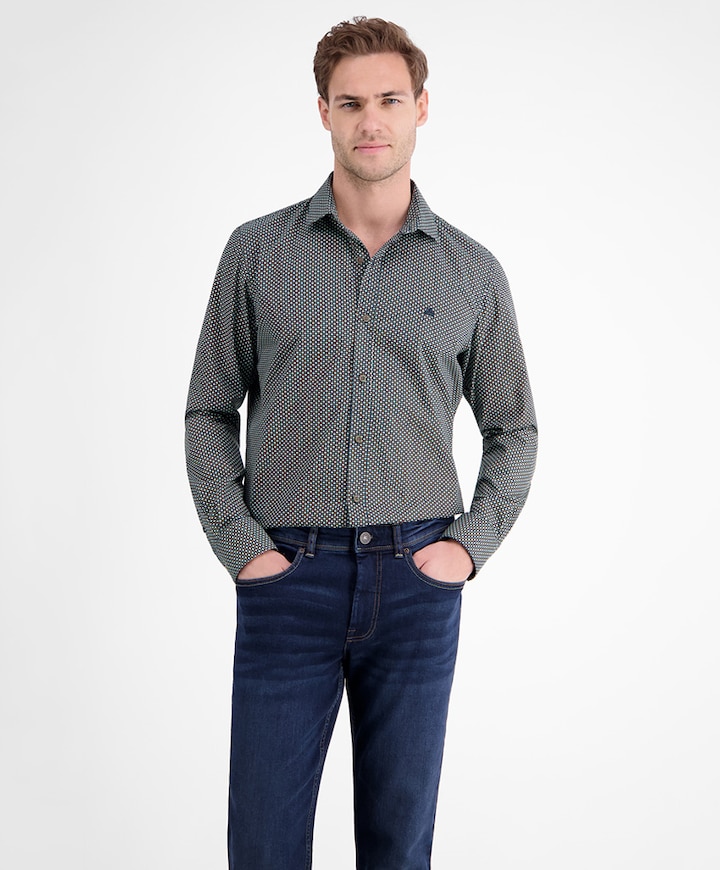 Heren overhemd lange mouw beige