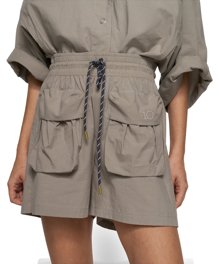 crinkle utility dames korte broek grijs