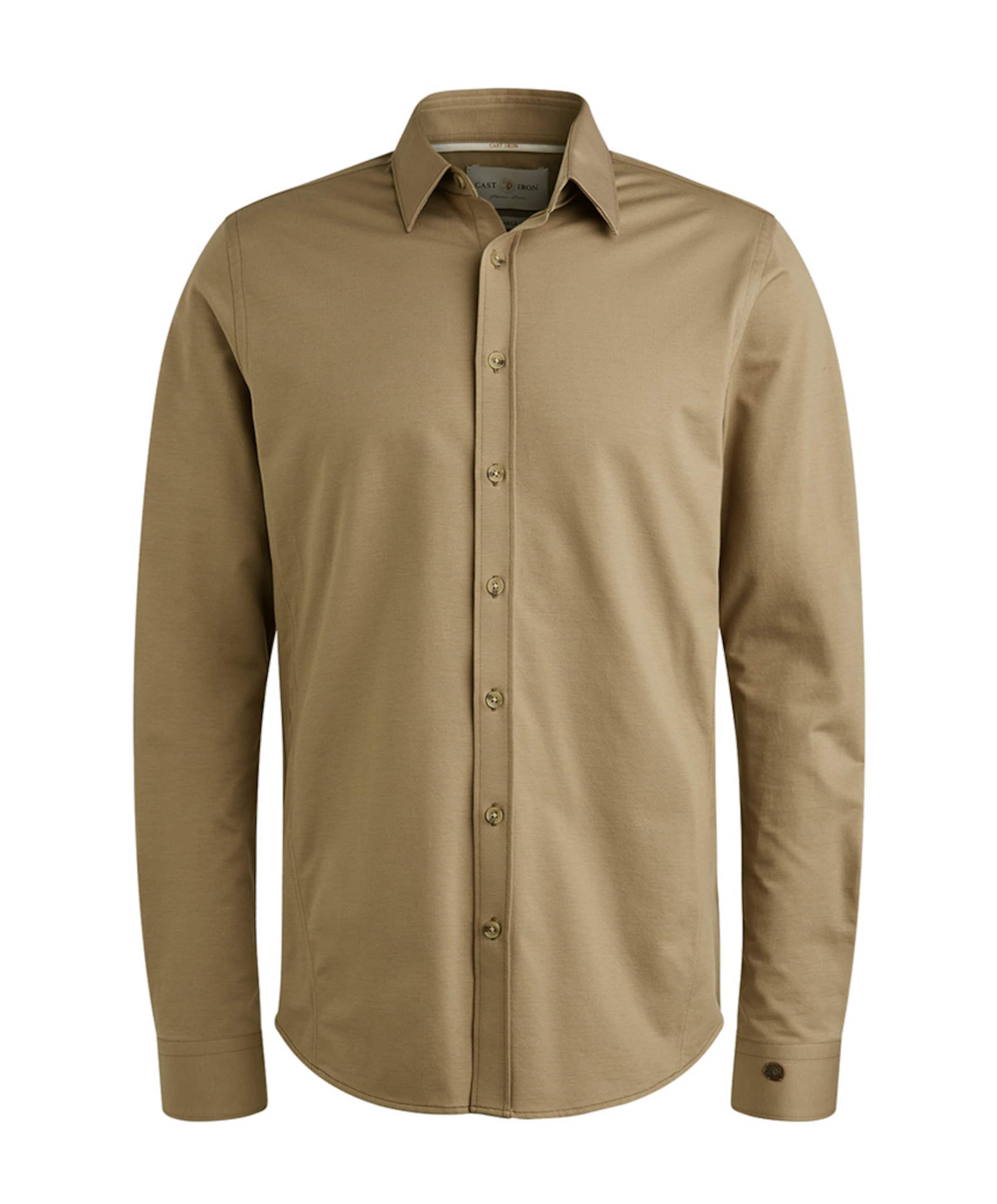 Heren overhemd lange mouw beige