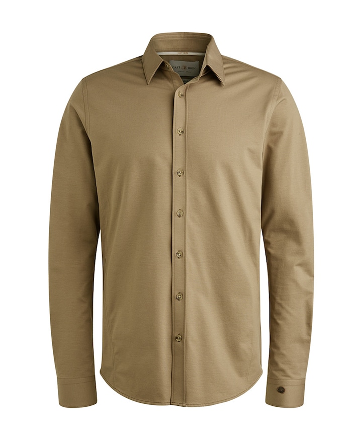 Heren overhemd lange mouw beige
