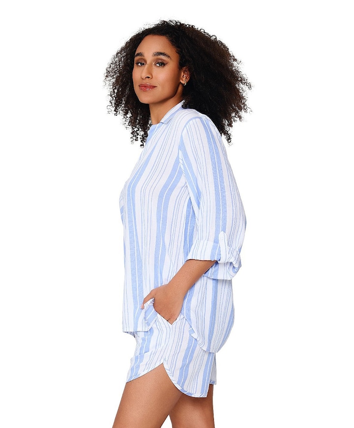 Dames shortama blauw