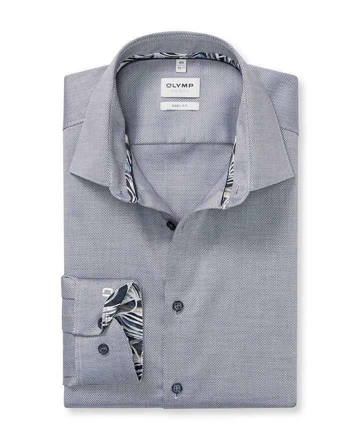 Heren overhemd extra lange mouw blauw