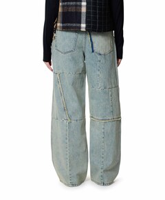 Denim Baggy Patched  dames jeans blauw