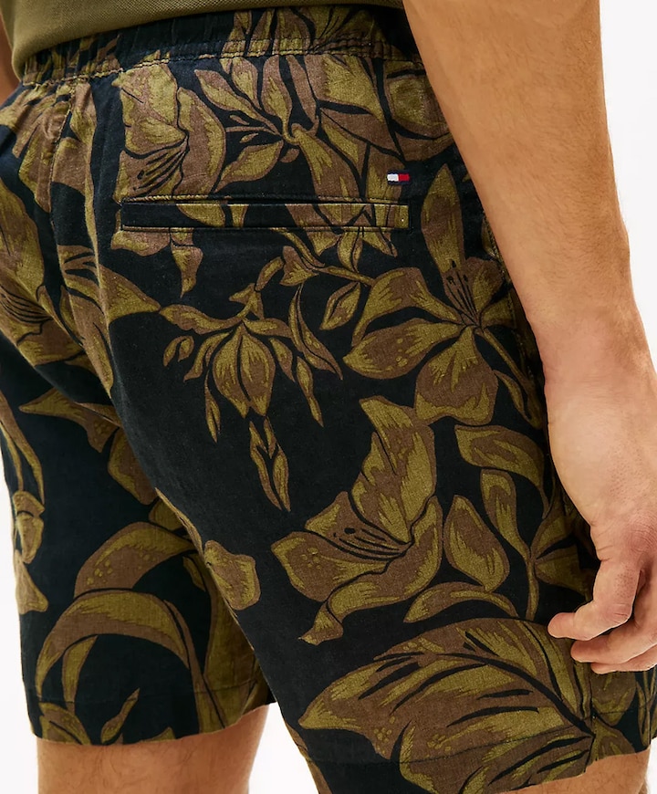 DOVER 6  PO LINEN FLORAL AOP 2/2 heren korte broek blauw