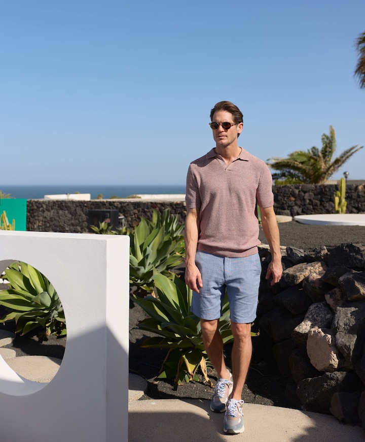 SLHREGULAR-BRODY LINEN NOOS heren korte broek blauw