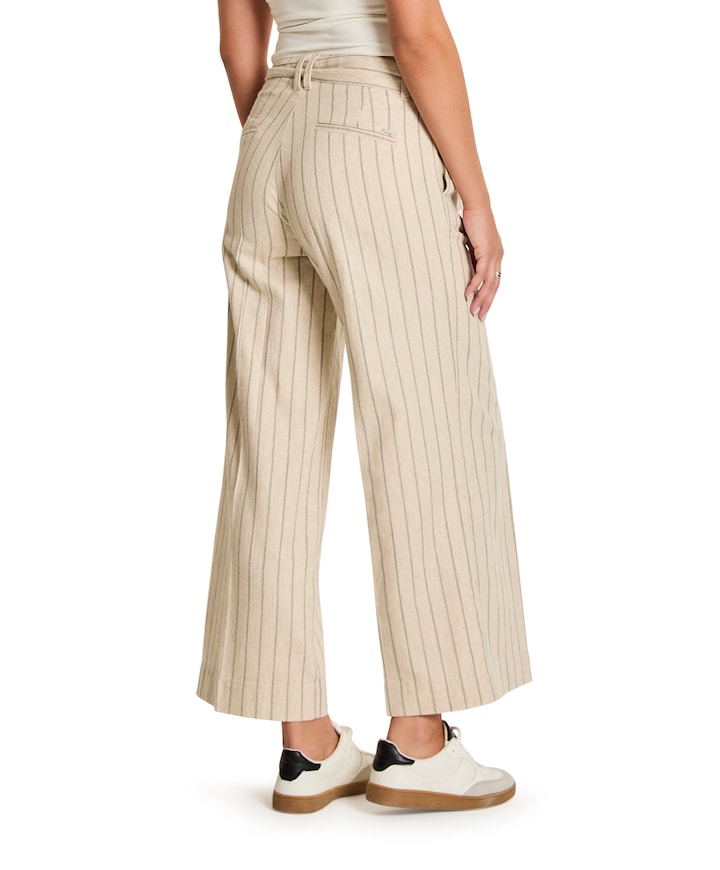 Cloe (Belt) - Striped Linen - S17 - dames broek blauw