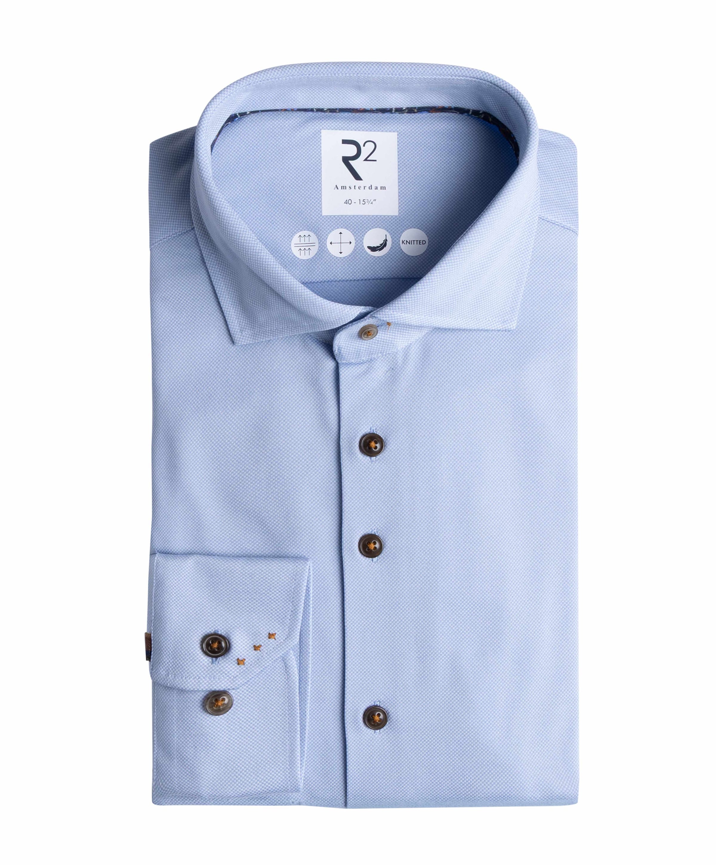 Heren overhemd lange mouw blauw