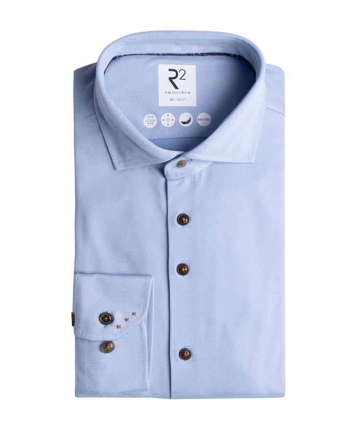 Heren overhemd lange mouw blauw