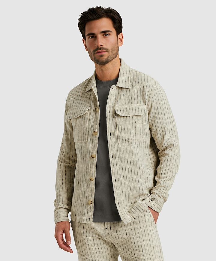 Overhemd lange mouw beige