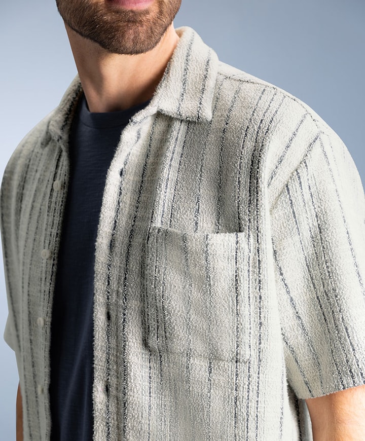 Heren overhemd korte mouw blauw