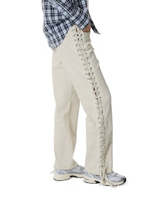 Jones Braided Straight Leg dames jeans beige