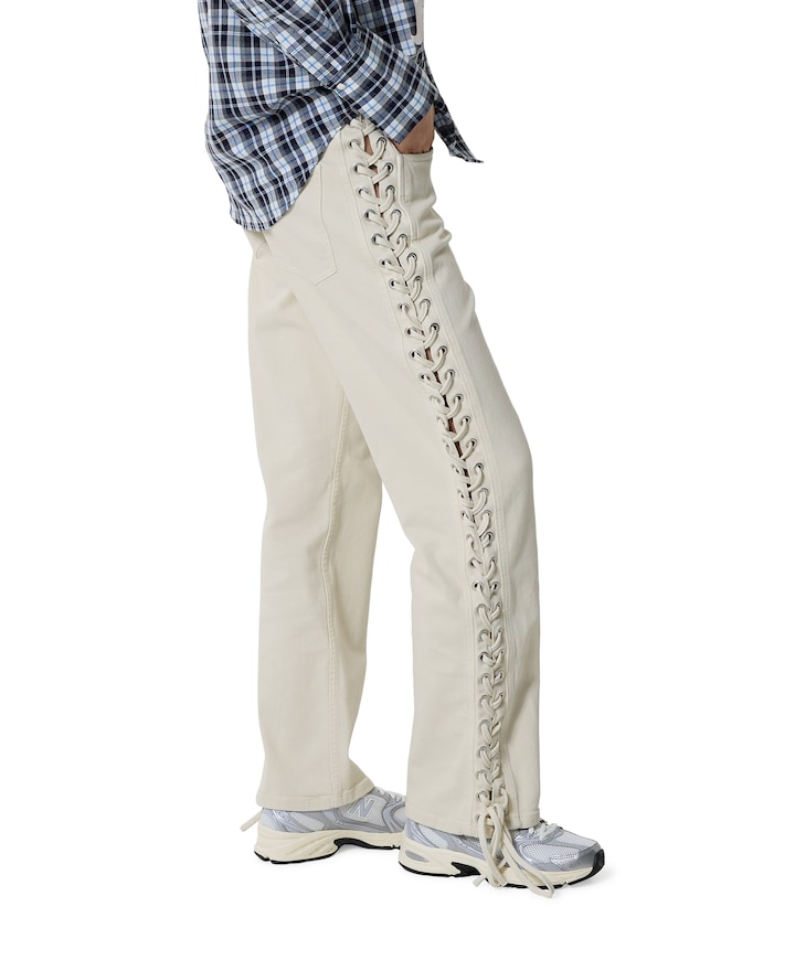 Jones Braided Straight Leg dames jeans beige