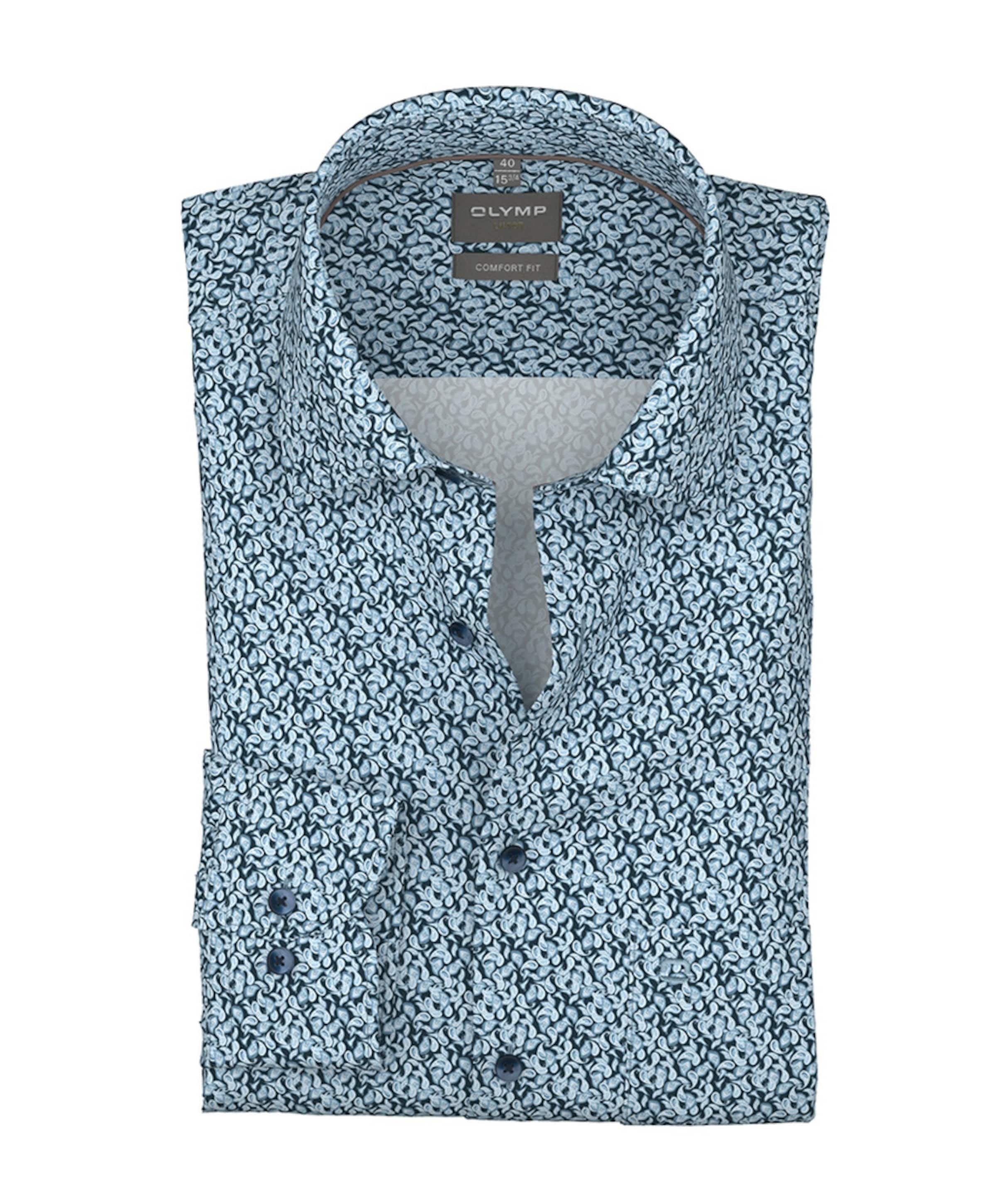 Heren overhemd lange mouw blauw