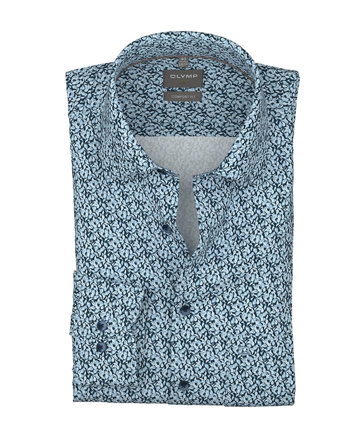 Heren overhemd lange mouw blauw