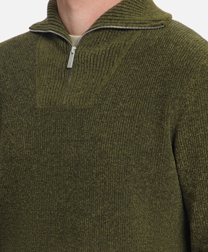 Heren trui met rits groen