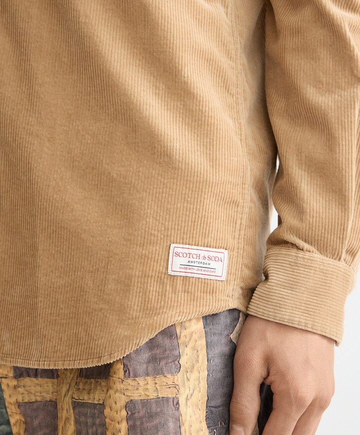 Heren overhemd lange mouw beige