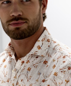 Heren overhemd korte mouw beige