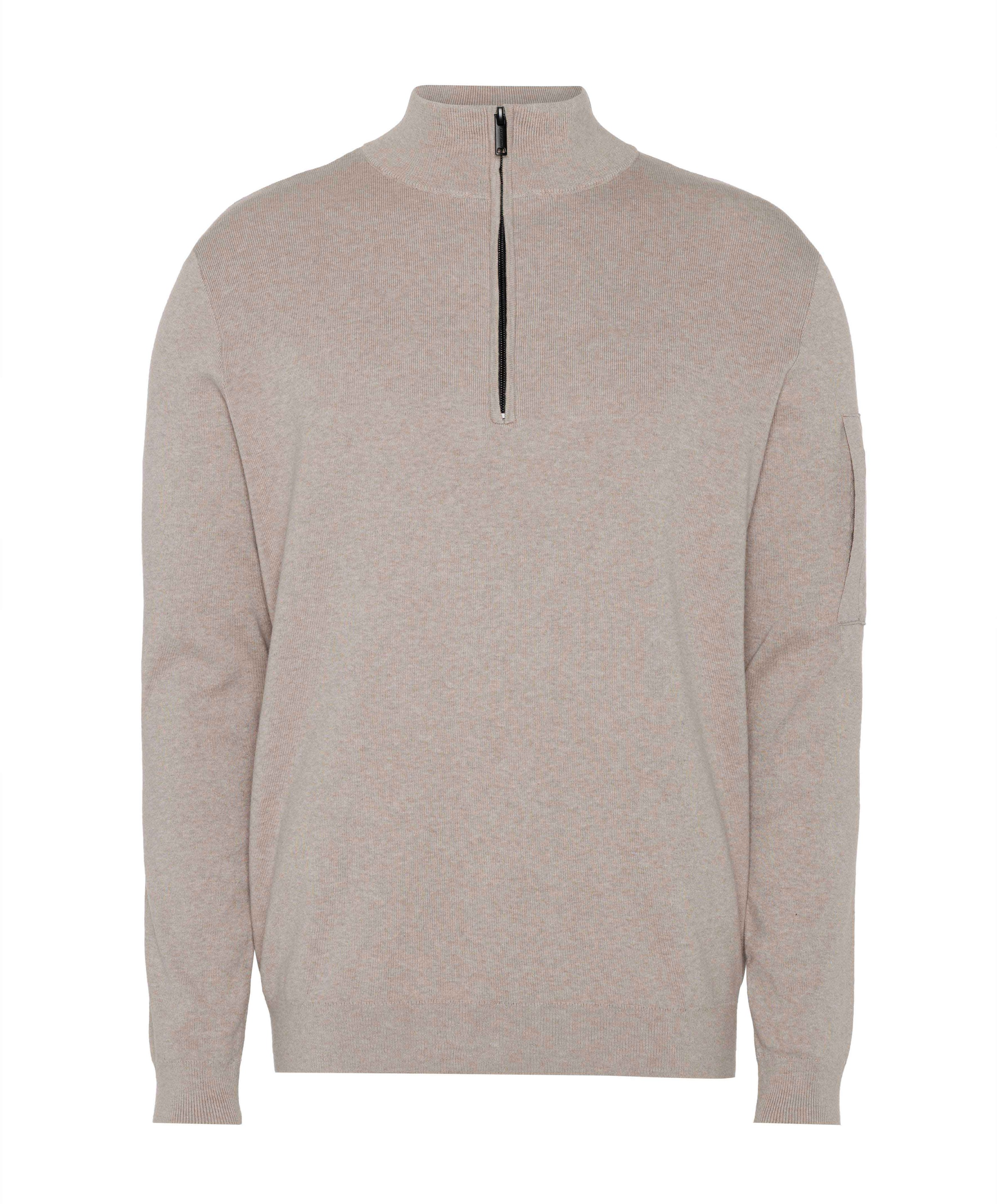 Heren trui met rits beige