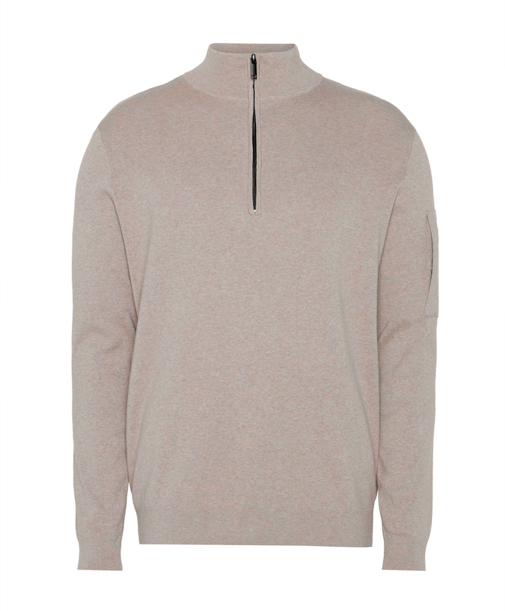 Heren trui met rits beige