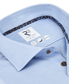 Heren overhemd extra lange mouw blauw