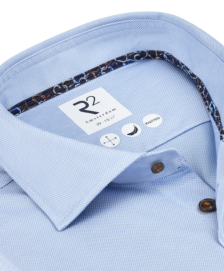 Heren overhemd extra lange mouw blauw