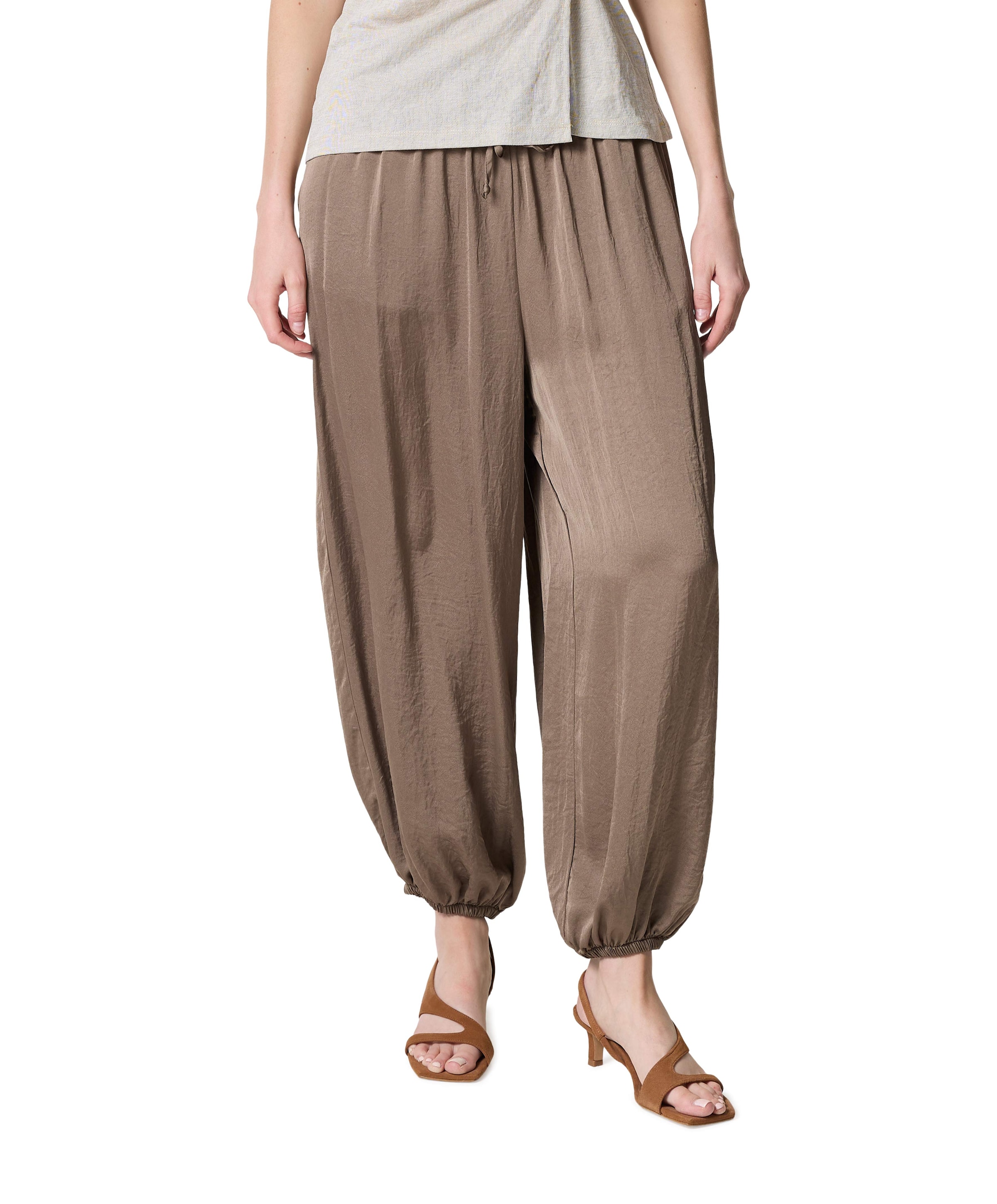Trousers Silky touch dames broek beige