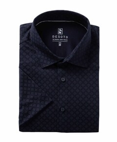 Heren overhemd korte mouw blauw