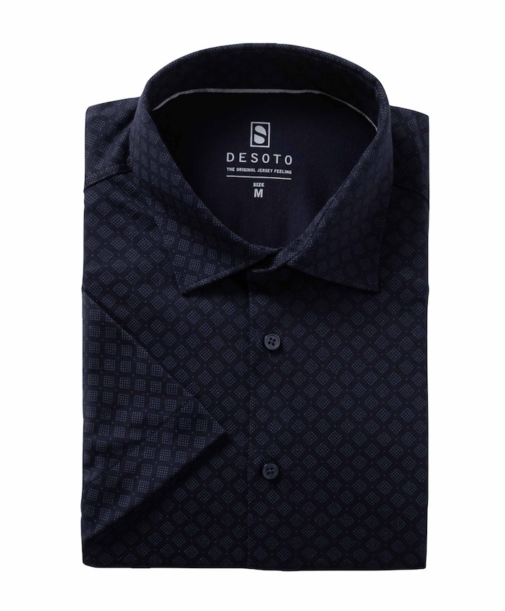 Heren overhemd korte mouw blauw