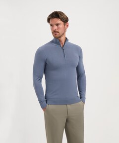 Trui met rits blauw