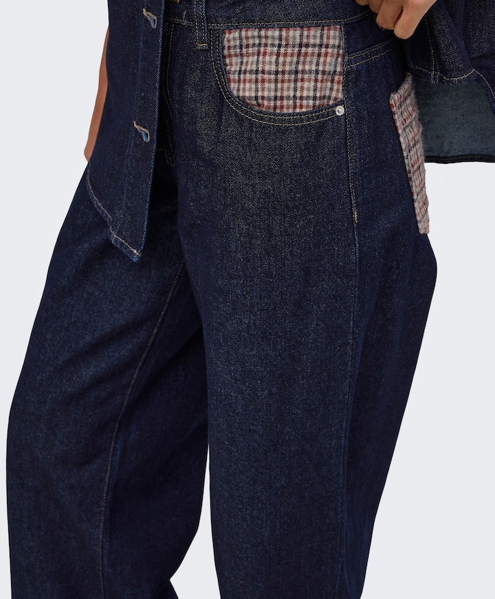 ONLHOPE HW WIDE CHECK DNM SIJI dames jeans blauw