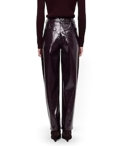 Scene patent faux leather dames broek paars
