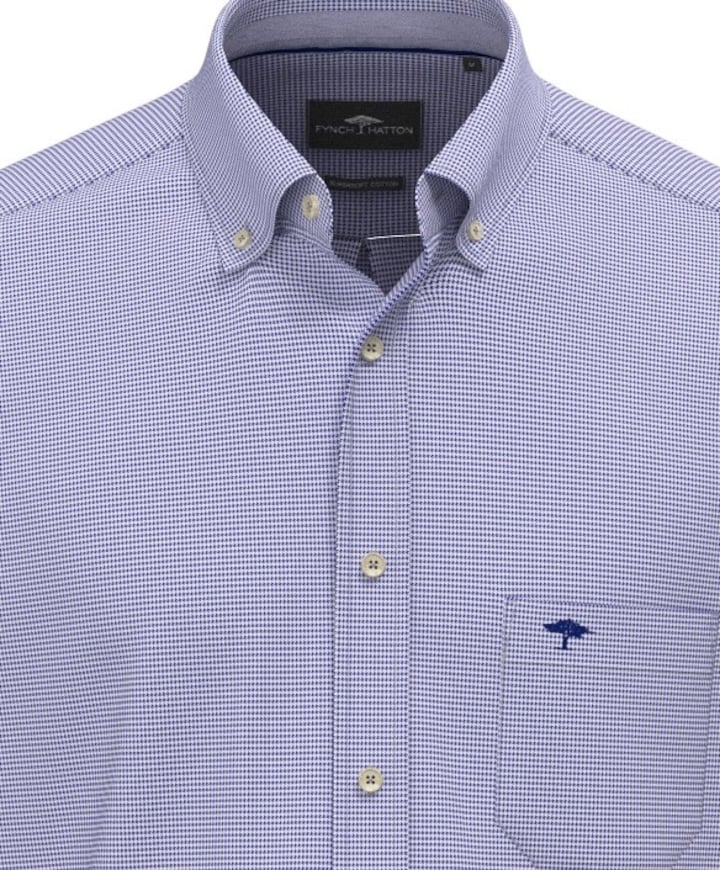 Heren overhemd lange mouw blauw