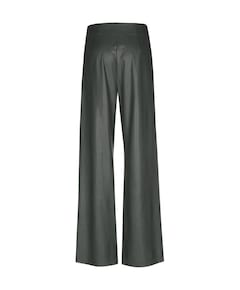 vegan leather-effen-ceintuur dames broek groen