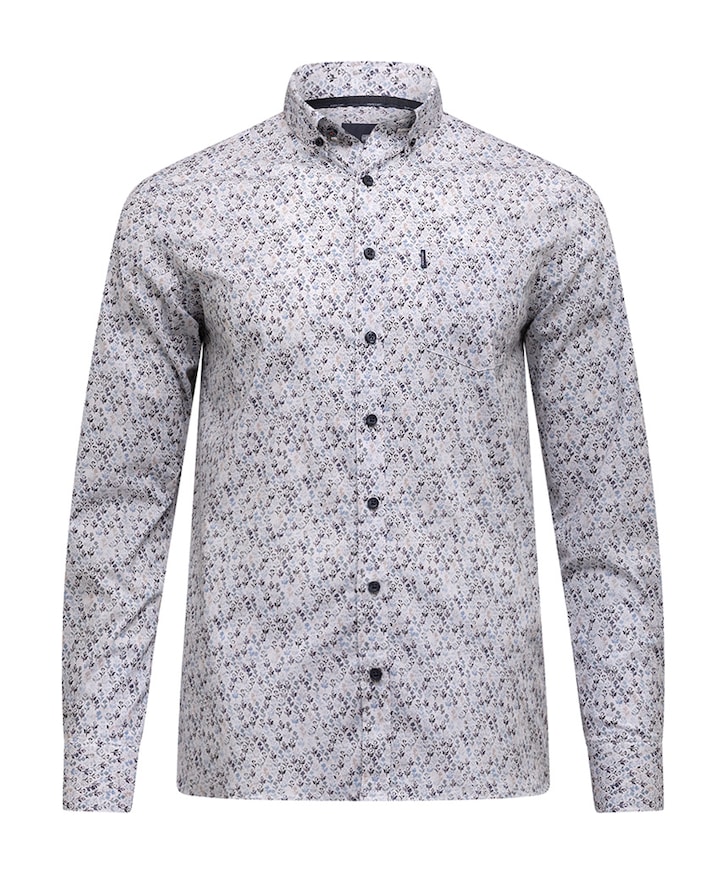 Heren overhemd lange mouw blauw