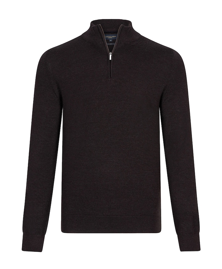 Heren trui met rits bruin