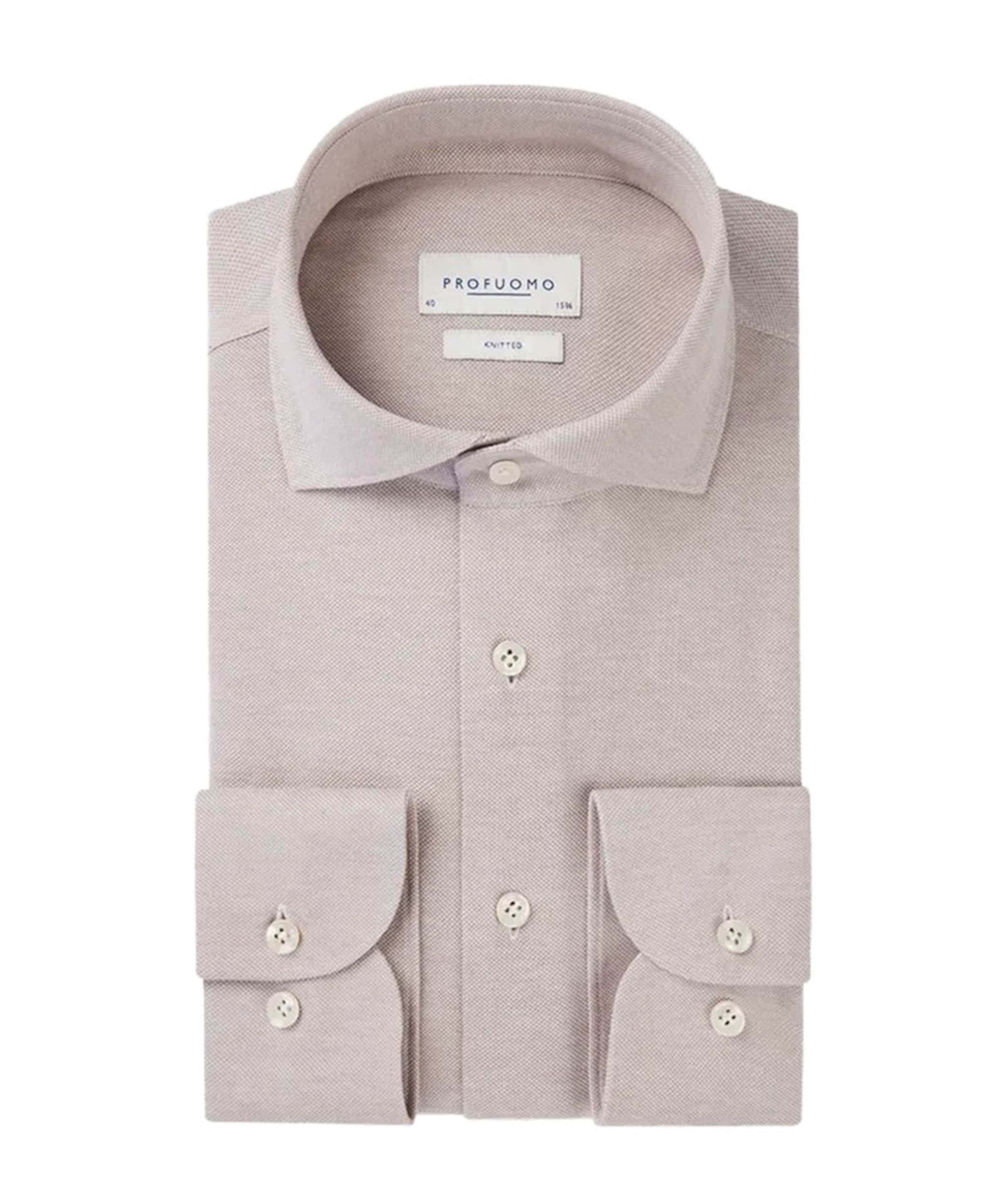 Heren overhemd lange mouw beige