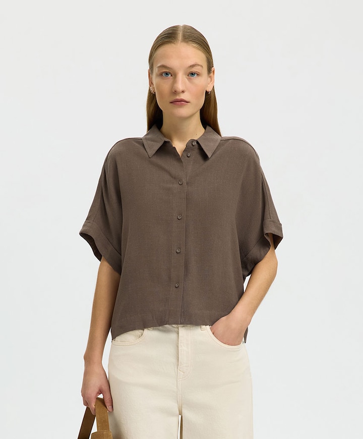 Dames blouse bruin