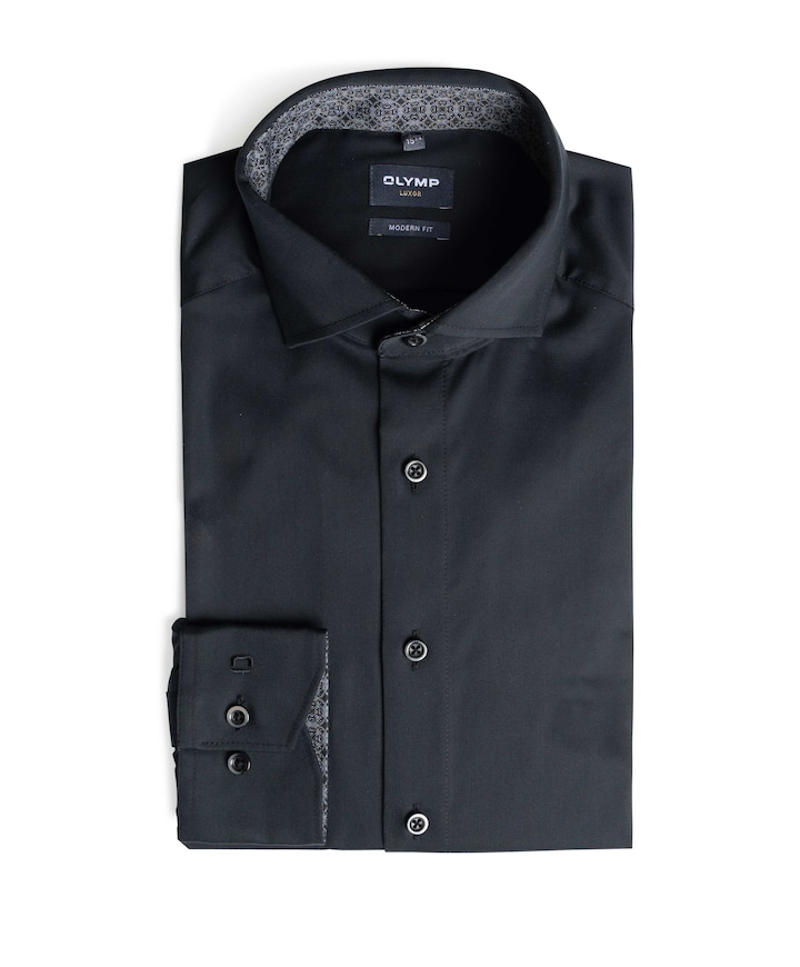 Heren overhemd lange mouw zwart