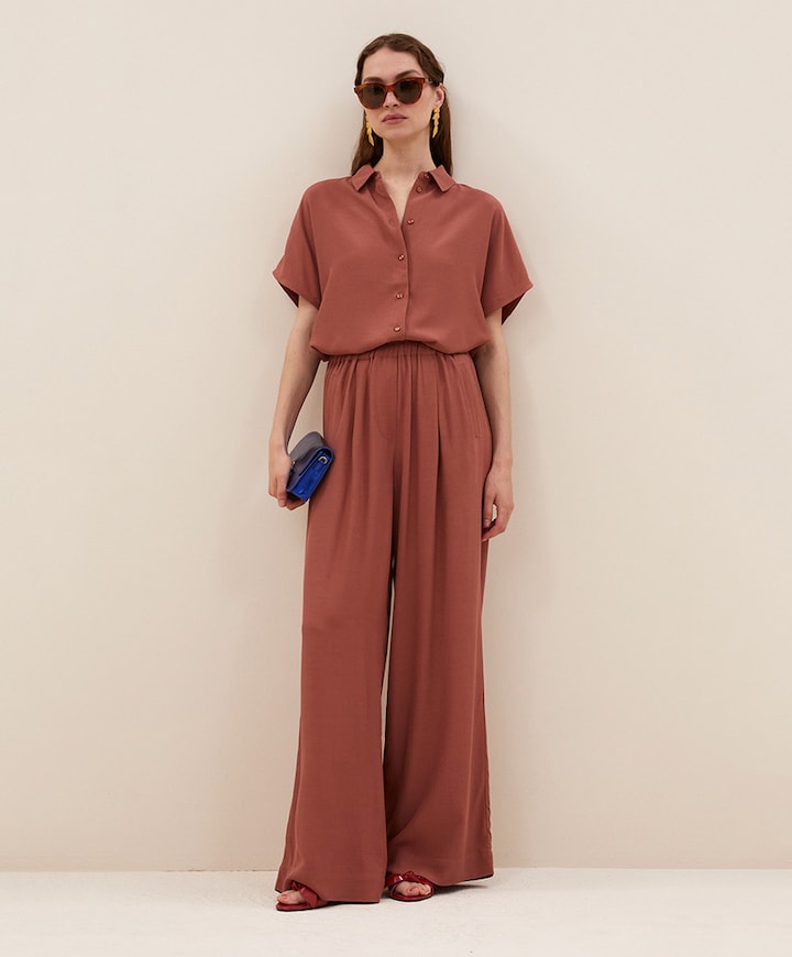 benji viscose dames broek brique