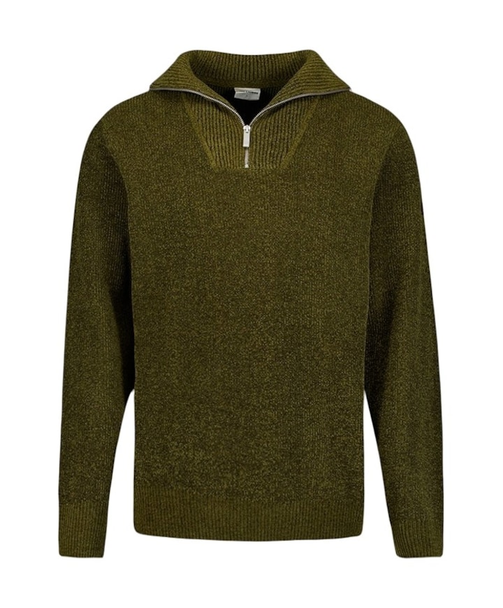 Heren trui met rits groen