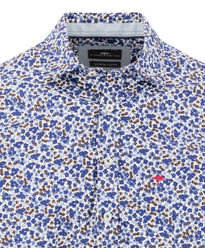 Heren overhemd lange mouw blauw