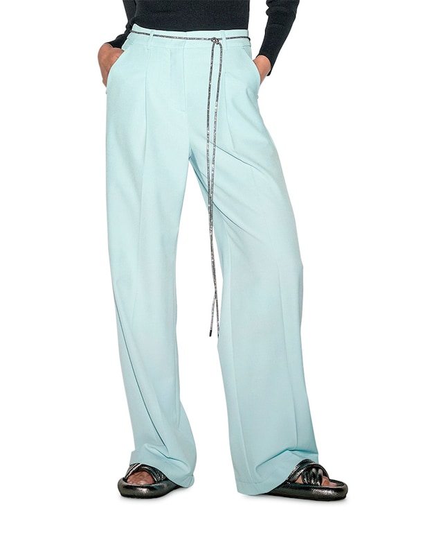 Wideleg-pants mit bundfalten broek blauw