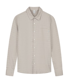 Heren overhemd lange mouw beige