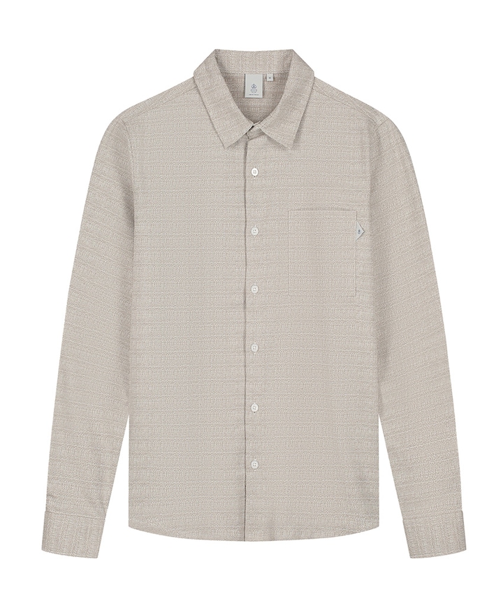 Heren overhemd lange mouw beige